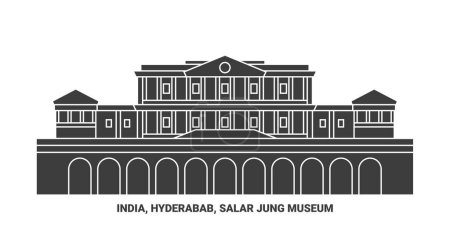 Illustration for India, Hyderabab, Salar Jung Museum travel landmark line vector illustration - Royalty Free Image