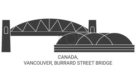 Illustration for Canada, Vancouver, Burrard Street Bridge travel landmark line vector illustration - Royalty Free Image