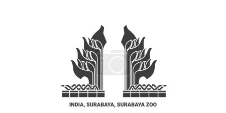 Illustration for India, Surabaya, Surabaya Zoo travel landmark line vector illustration - Royalty Free Image