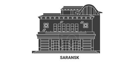 Ilustración de Rusia, Saransk viaje hito línea vector ilustración - Imagen libre de derechos