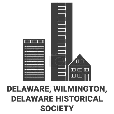 Illustration for United States, Delaware, Wilmington, Delaware Historical Society travel landmark line vector illustration - Royalty Free Image