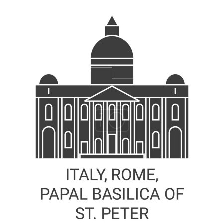 Téléchargez les illustrations : Italie, Rome, Basilique pontificale de Saint-Pierre illustration vectorielle de ligne de voyage - en licence libre de droit