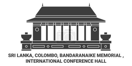 Téléchargez les illustrations : Sri Lanka, Colombo, Bandaranaike Memorial, International Conference Hall illustration vectorielle de ligne de voyage - en licence libre de droit