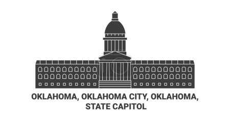 Illustration for United States, Oklahoma, Oklahoma City, Oklahoma, State Capitol travel landmark line vector illustration - Royalty Free Image