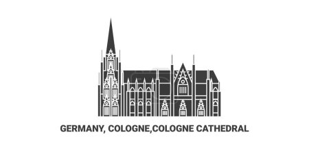 Téléchargez les illustrations : Allemagne, Cologne, Cathédrale de Cologne, illustration vectorielle de ligne historique de voyage - en licence libre de droit