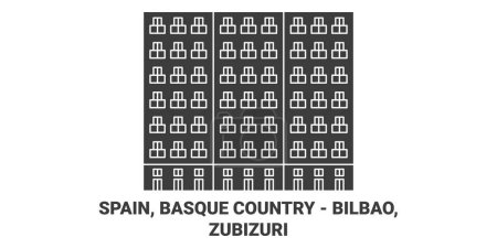 Illustration for Spain, Basque Country Bilbao, Zubizuri travel landmark line vector illustration - Royalty Free Image
