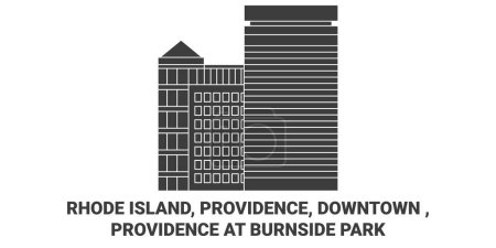 Téléchargez les illustrations : États-Unis, Rhode Island, Providence, Centre-ville, Providence Illustration vectorielle de ligne de voyage Burnside Park - en licence libre de droit