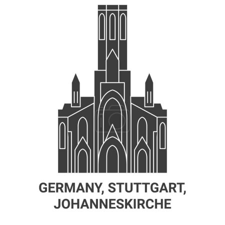 Illustration for Germany, Stuttgart, Johanneskirche travel landmark line vector illustration - Royalty Free Image