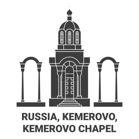 Téléchargez les illustrations : Russie, Kemerovo, Kemerovo Chapelle Voyage illustration vectorielle ligne historique - en licence libre de droit