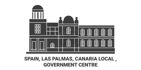Téléchargez les illustrations : Espagne, Las Palmas, Canaria Local, Centre gouvernemental illustration vectorielle de ligne de voyage - en licence libre de droit