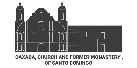Ilustración de México, Oaxaca, Iglesia y Antiguo Monasterio, De Santo Domingo recorrido hito línea vector ilustración - Imagen libre de derechos