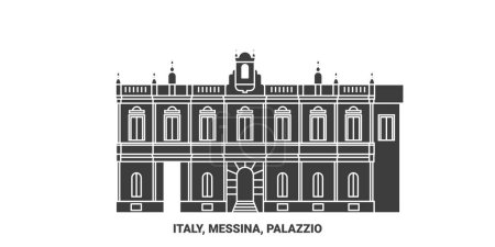 Illustration for Italy, Messina, Palazzio travel landmark line vector illustration - Royalty Free Image