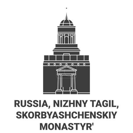 Illustration for Russia, Nizhny Tagil, Skorbyashchenskiy Monastyr travel landmark line vector illustration - Royalty Free Image