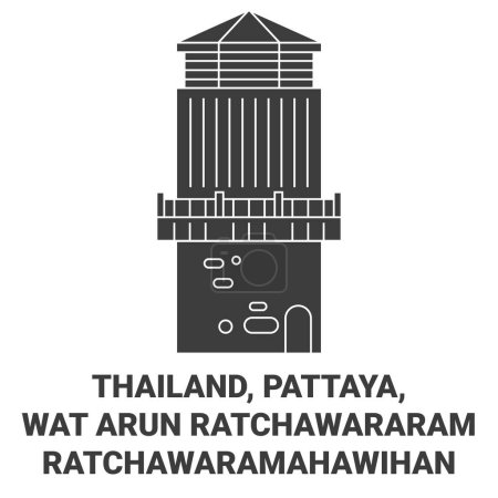 Illustration pour Thaïlande, Pattaya, Wat Arun Ratchawararam Ratchawaramahawihan illustration vectorielle de ligne de repère Voyage - image libre de droit