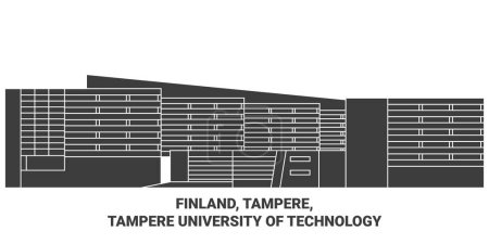 Illustration for Finland, Tampere, Tampere University Of Technology travel landmark line vector illustration - Royalty Free Image