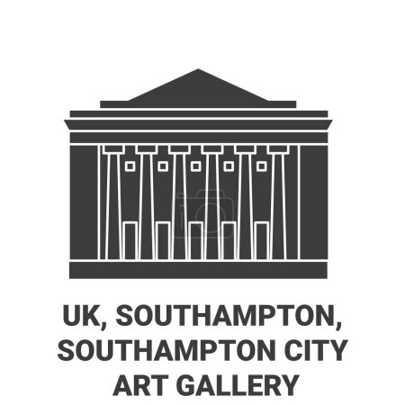 Téléchargez les illustrations : Angleterre, Southampton, Southampton City Art Gallery illustration vectorielle de ligne de voyage - en licence libre de droit