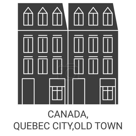 Ilustración de Canadá, Ciudad de Quebec, Ciudad Vieja de viaje hito línea vector ilustración - Imagen libre de derechos