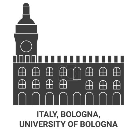 Ilustración de Italia, Bolonia, Universidad de Bolonia viaje hito línea vector ilustración - Imagen libre de derechos