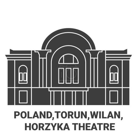 Ilustración de Polonia, Torun, Wilan, Horzyka Teatro recorrido hito línea vector ilustración - Imagen libre de derechos