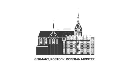 Germany, Rostock, Doberan Minster travel landmark line vector illustration