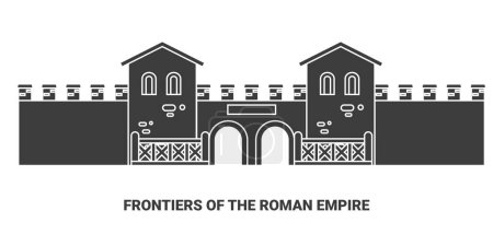 Téléchargez les illustrations : Frontières de l'Empire romain illustration vectorielle de ligne de voyage historique - en licence libre de droit