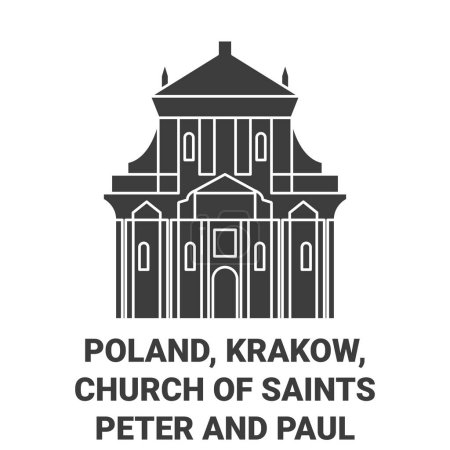 Ilustración de Polonia, Cracovia, Iglesia de los Santos Pedro y Pablo viaje hito línea vector ilustración - Imagen libre de derechos