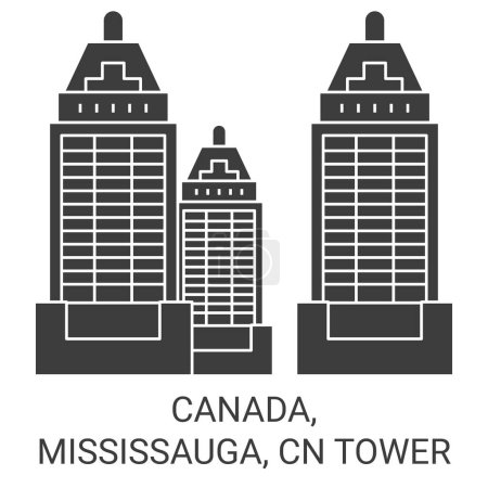 Illustration for Canada, Mississauga, Cn Tower travel landmark line vector illustration - Royalty Free Image