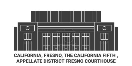 Illustration for United States, California, Fresno, The California Fifth , Appellate District Fresno Courthouse travel landmark line vector illustration - Royalty Free Image
