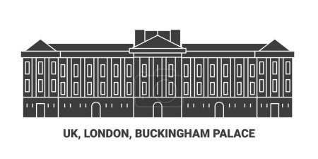 Ilustración de Inglaterra, Londres, Palacio de Buckingham, ilustración del vector de línea hito de viaje - Imagen libre de derechos