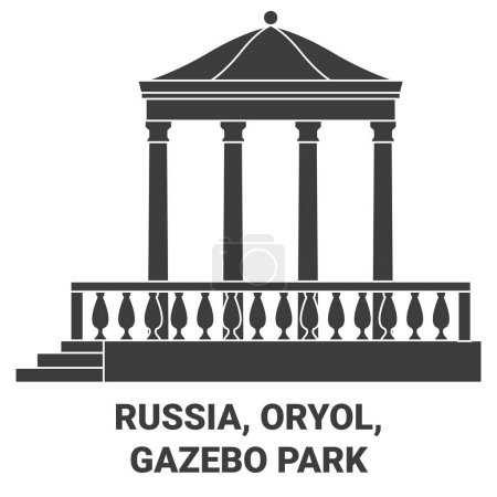 Illustration for Russia, Oryol, Gazebo Park travel landmark line vector illustration - Royalty Free Image
