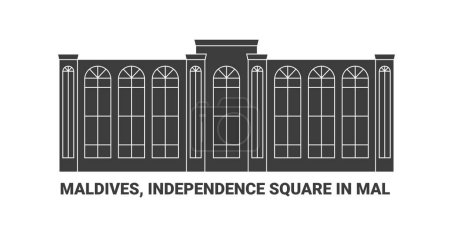 Illustration for Maldives, Independence Square In Mal, travel landmark line vector illustration - Royalty Free Image