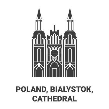 Illustration for Poland, Bialystok, Cathedral Basilica Of The Assumption Of The Blessed Virgin Mary travel landmark line vector illustration - Royalty Free Image