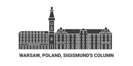 Téléchargez les illustrations : Pologne, Varsovie, Sigismunds Colonne, illustration vectorielle de ligne de repère de voyage - en licence libre de droit