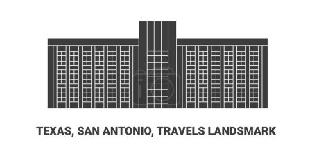 Illustration for United States, Texas, San Antonio, Travels Landsmark, travel landmark line vector illustration - Royalty Free Image