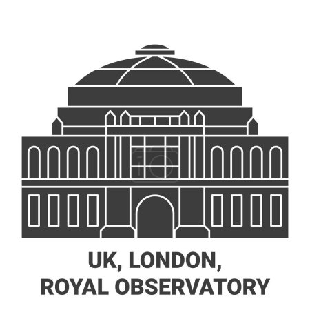 Téléchargez les illustrations : Angleterre, Londres, Observatoire royal illustration vectorielle de ligne de voyage - en licence libre de droit
