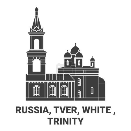 Illustration for Russia, Tver, White , Trinity travel landmark line vector illustration - Royalty Free Image