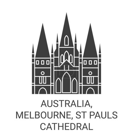 Téléchargez les illustrations : Australie, Melbourne, St Pauls Cathédrale Voyage illustration vectorielle ligne historique - en licence libre de droit