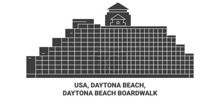 Illustration for Usa, Daytona Beach, Daytona Beach Boardwalk travel landmark line vector illustration - Royalty Free Image