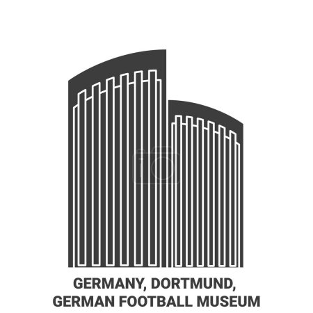 Téléchargez les illustrations : Allemagne, Dortmund, Musée allemand du football illustration vectorielle de ligne de voyage - en licence libre de droit