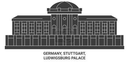 Téléchargez les illustrations : Allemagne, Stuttgart, Palais de Ludwigsburg illustration vectorielle de ligne de voyage - en licence libre de droit