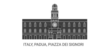 Ilustración de Italia, Padua, Piazza Dei Signori, ilustración del vector de línea de referencia de viaje - Imagen libre de derechos