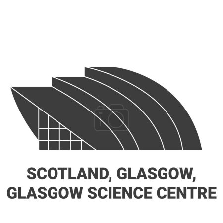Ilustración de Escocia, Glasgow, Glasgow Science Centre recorrido hito línea vector ilustración - Imagen libre de derechos