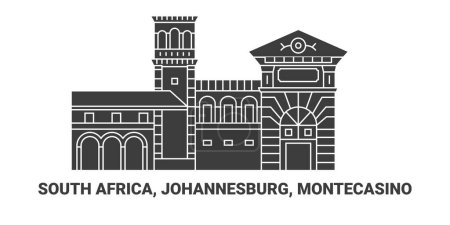 Illustration for South Africa, Johannesburg, Montecasino, travel landmark line vector illustration - Royalty Free Image