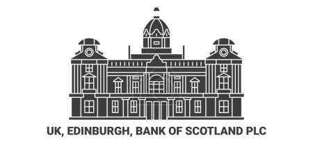 Illustration for England, Edinburgh, Bank Of Scotland Plc, travel landmark line vector illustration - Royalty Free Image