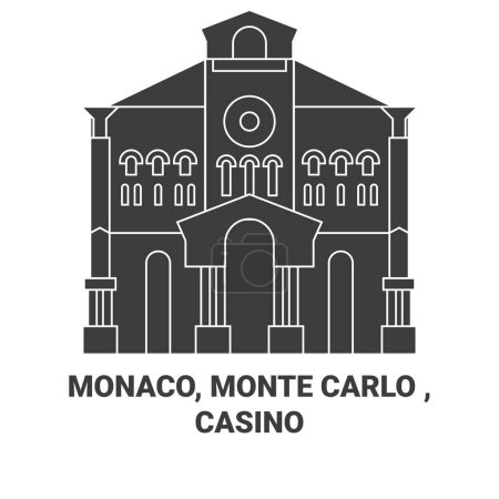 Téléchargez les illustrations : Monaco, Monte Carlo, Casino voyages illustration vectorielle de ligne historique - en licence libre de droit