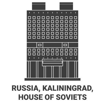 Illustration for Russia, Kaliningrad, House Of Soviets travel landmark line vector illustration - Royalty Free Image
