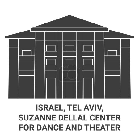Illustration for Israel, Tel Aviv, Suzanne Dellal Center For Dance And Theater travel landmark line vector illustration - Royalty Free Image