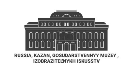Illustration for Russia, Kazan, Gosudarstvennyy Muzey , Izobrazitelnykh Iskusstv travel landmark line vector illustration - Royalty Free Image