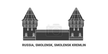 Illustration for Russia, Smolensk, Smolensk Kremlin, travel landmark line vector illustration - Royalty Free Image