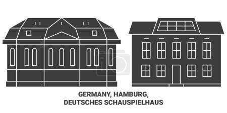 Téléchargez les illustrations : Allemagne, Hambourg, Deutsches Schauspielhaus voyages illustration vectorielle de ligne historique - en licence libre de droit